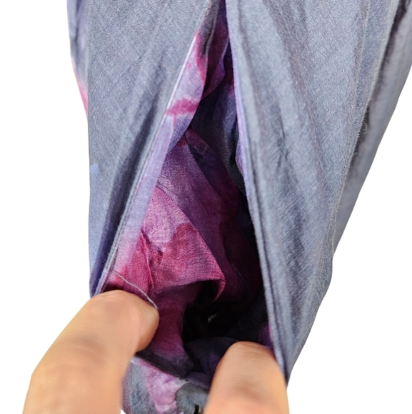 Lela‎ Rose & Target Purple Watercolor Floral Silk Blend Midi Dress Size 12 C102 - Picture 4 of 11